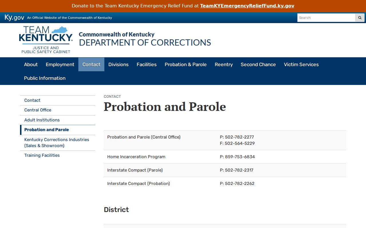 Livingston County criminal history probation and parole contacts